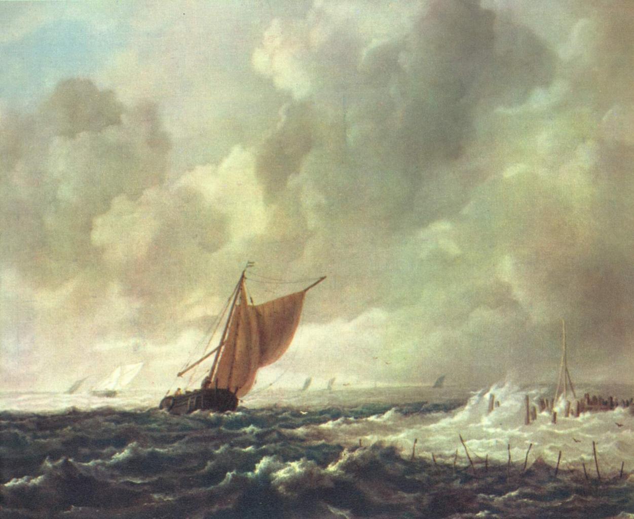Tempête en mer avec bateaux à voiles (1668)  Jacob van Ruisdael